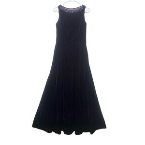 Scott McClintock Velvet Gown Dress Purple Size 8 Mesh Beaded 90s Y2K Grunge Prom